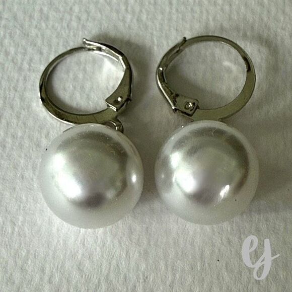 Jules Pearl Drop Earrings – Silver Dangles on Leverbacks - Picture 1 of 7